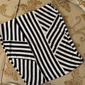Striped Navy + White Mini Pencil Skirt